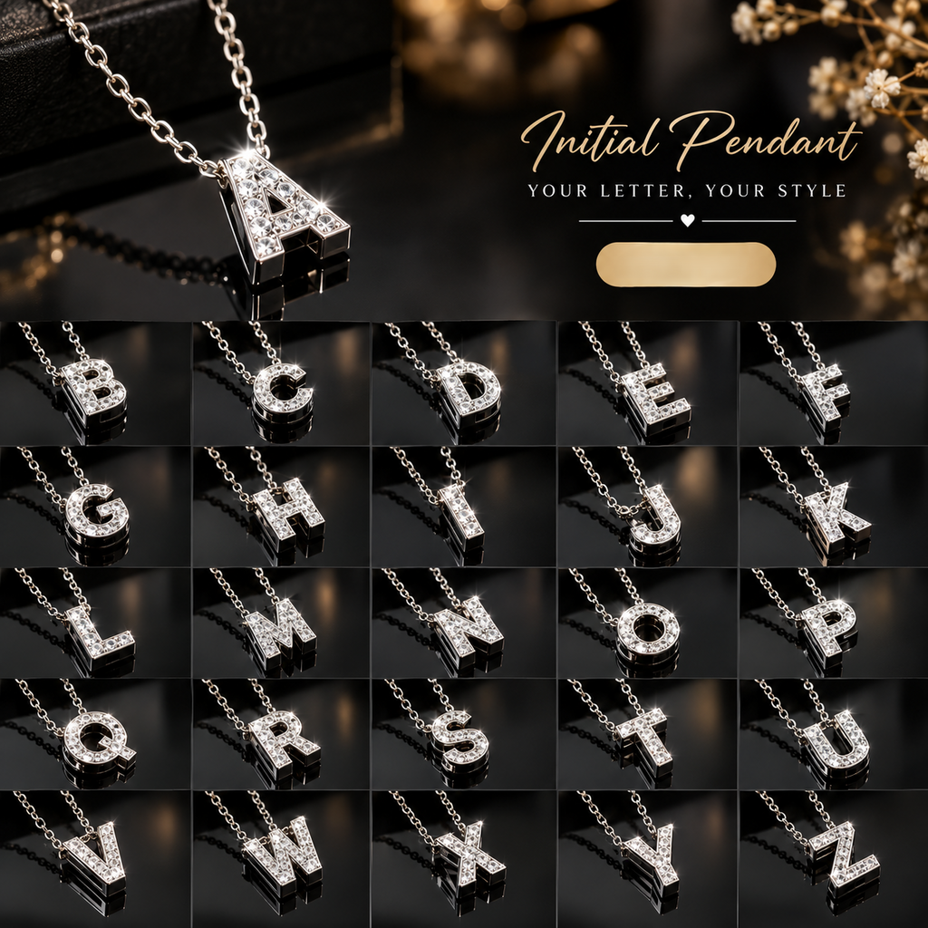 A-Z Silver Initial Pendant Necklace All Letters