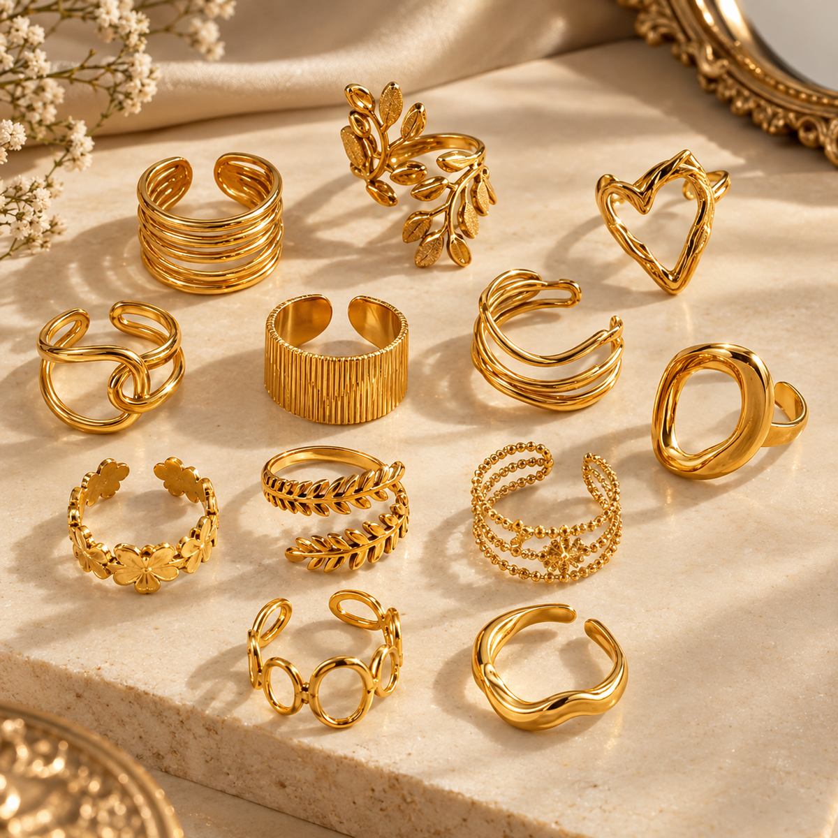 Elegant Golden Plated Ring Set for Women