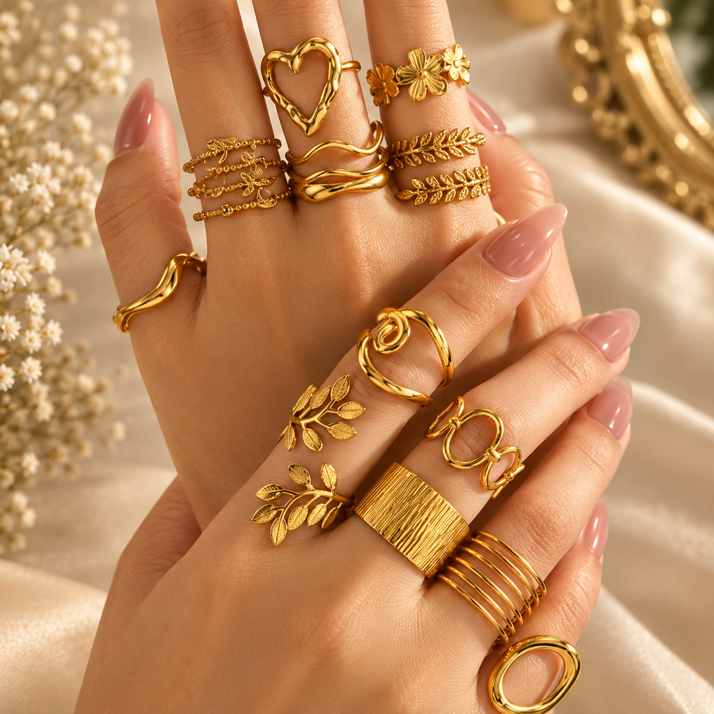 Elegant Golden Plated Ring Set for Women