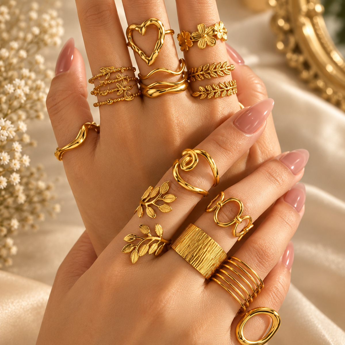 Elegant Golden Plated Ring Set for Women