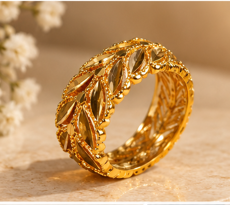 Gold Leaf Band Ring