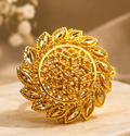Gold Sunflower Filigree Crystal Ring