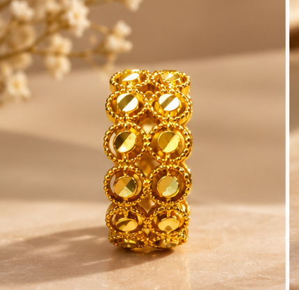 Gold Double Row Oval Band Ring