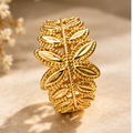 Gold Fern Leaf Wide Band Ring