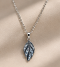 Silver Crystal Pavé Leaf Pendant Necklace
