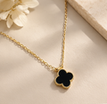 Gold Black Clover Pendant Necklace