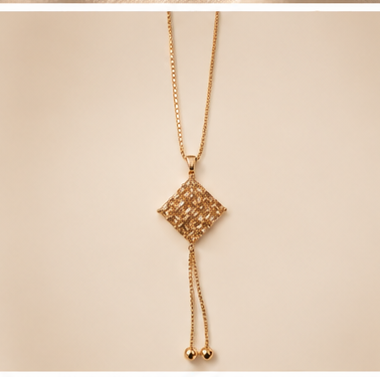 Gold Diamond Pendant Tassel Necklace