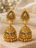 Gold Antique Topaz Crystal Teardrop Jhumka Earrings