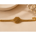 Gold Granule Cluster Dome Beaded Chain Bracelet