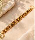 Gold Antique Diamond Lattice Topaz Crystal Bracelet