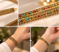 Multicolor Crystal Gold Beaded Layered Bracelet Set
