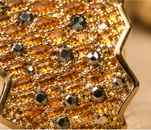 Gold Fan Pavé Crystal Ring
