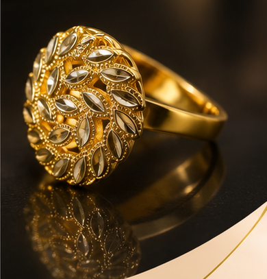 Gold Marquise Crystal Dome Ring