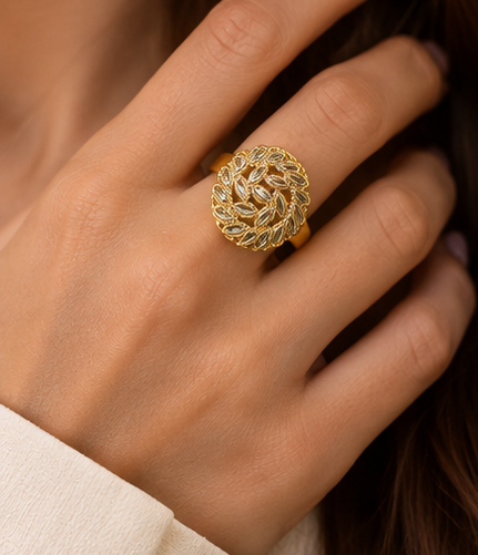 Gold Marquise Crystal Dome Ring
