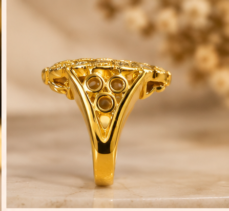 Gold Marquise Crystal Dome Ring