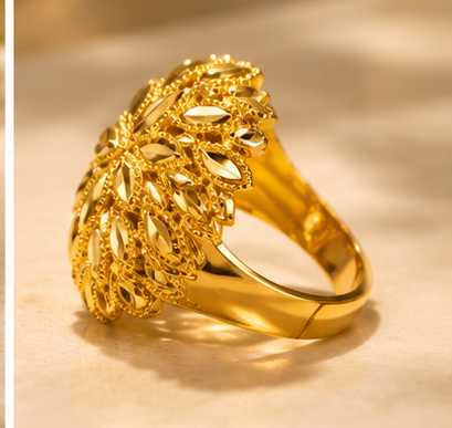 Gold Layered Petal Dome Ring