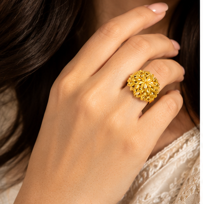 Gold Layered Petal Dome Ring