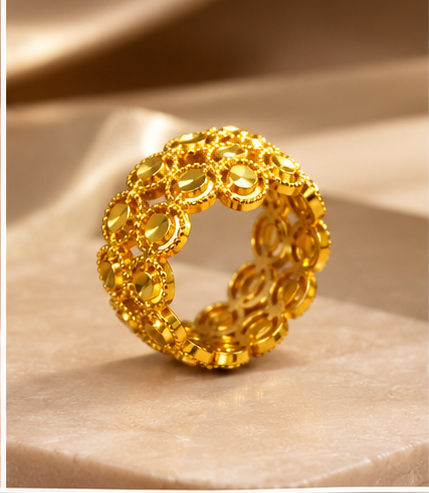 Gold Double Row Oval Band Ring