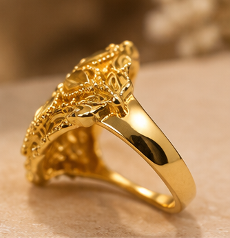 Gold Floral Kundan Cocktail Ring