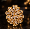 Golden Floral Crystal Ring