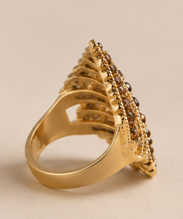 Gold Multi-Row Pavé Crystal Dome Ring