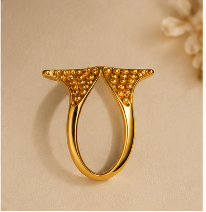 Gold Butterfly Wing Textured Open Ring