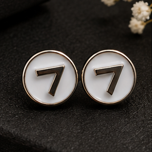 Lucky Number 7 Round Stud Earrings