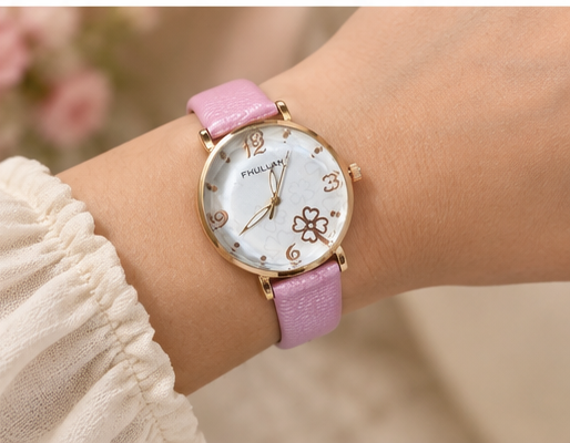 Pink Floral Wrist Watch