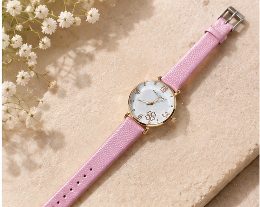 Pink Floral Wrist Watch