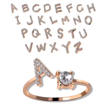 Alphabet Initial Ring A-Z Golden