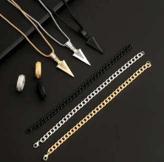3pcs Hip Hop Set All Colors - Black Silver Gold