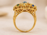 Gold Multicolour Crystal Dome Cocktail Ring
