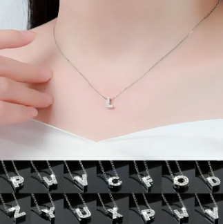 Silver Alphabet Initial Pendant Necklace